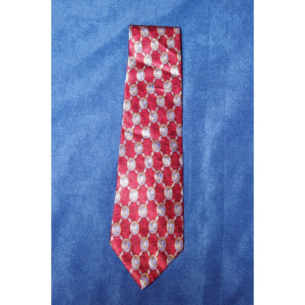 Vtg Metropolitan Museum of Art Silk Necktie Red Blue Gold Medallion Old‎ Money